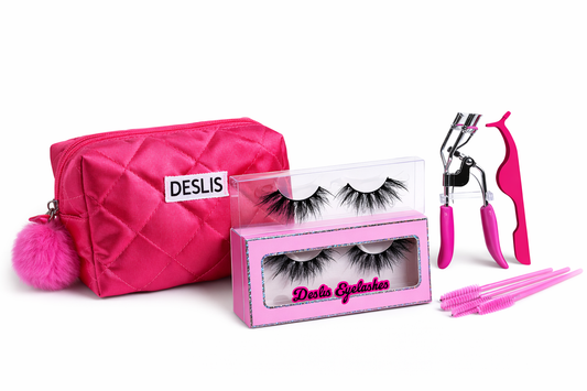 Eyelash kit with makeup bag
