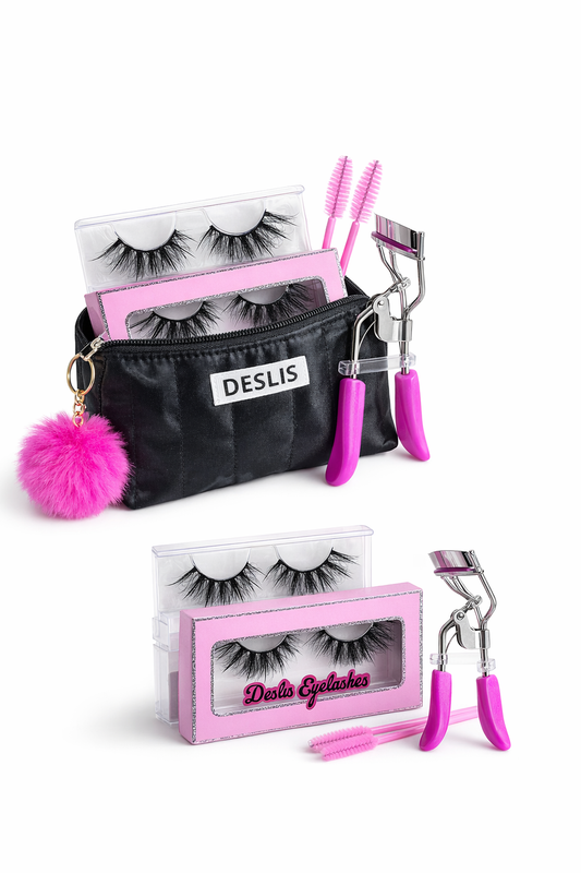 Eyelash kit with makeup bag